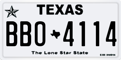 TX license plate BBO4114