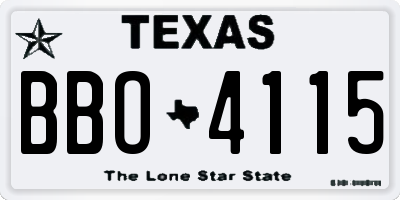 TX license plate BBO4115