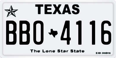 TX license plate BBO4116