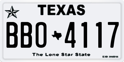 TX license plate BBO4117