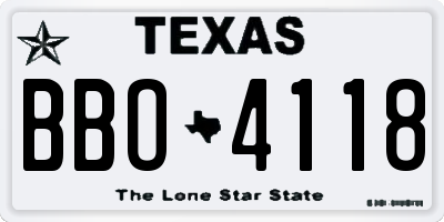 TX license plate BBO4118