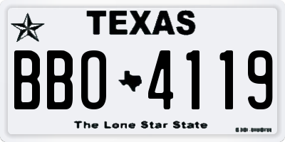 TX license plate BBO4119