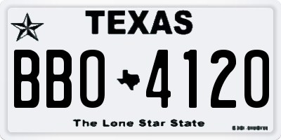 TX license plate BBO4120