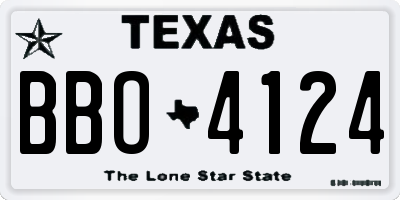 TX license plate BBO4124