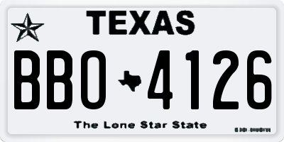 TX license plate BBO4126