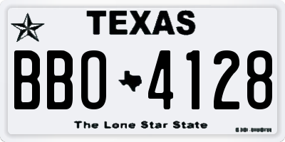 TX license plate BBO4128