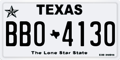 TX license plate BBO4130