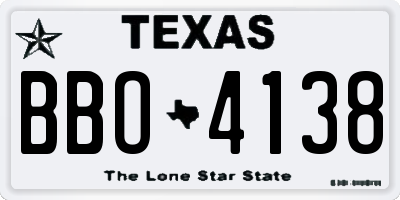 TX license plate BBO4138
