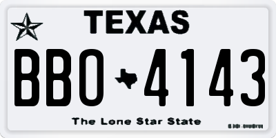 TX license plate BBO4143