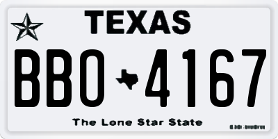 TX license plate BBO4167