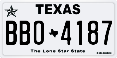 TX license plate BBO4187