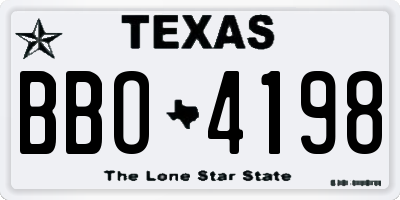 TX license plate BBO4198