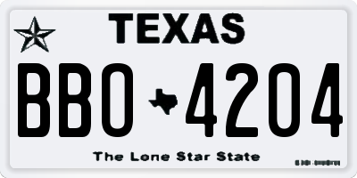 TX license plate BBO4204