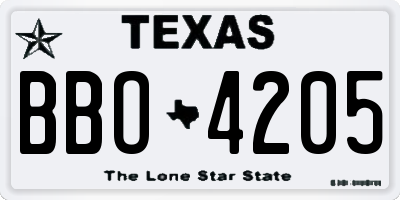 TX license plate BBO4205