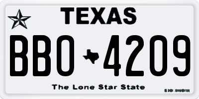 TX license plate BBO4209