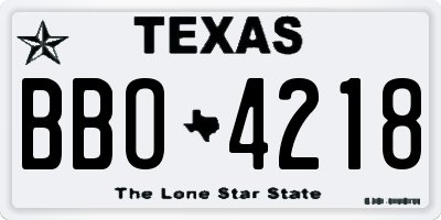 TX license plate BBO4218