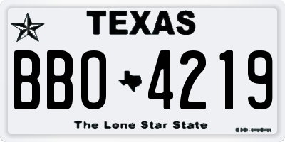 TX license plate BBO4219