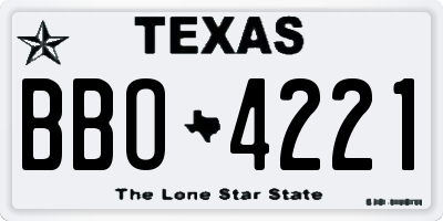 TX license plate BBO4221