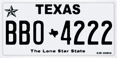 TX license plate BBO4222