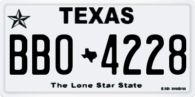 TX license plate BBO4228