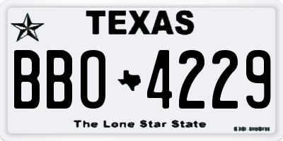 TX license plate BBO4229