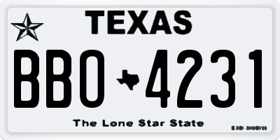 TX license plate BBO4231