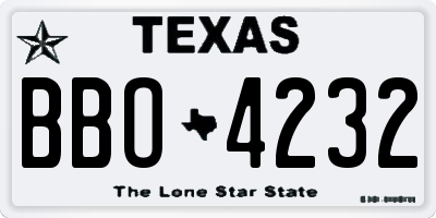 TX license plate BBO4232