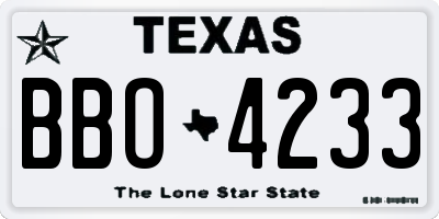 TX license plate BBO4233