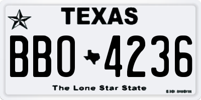 TX license plate BBO4236