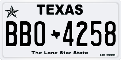 TX license plate BBO4258