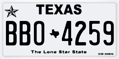 TX license plate BBO4259