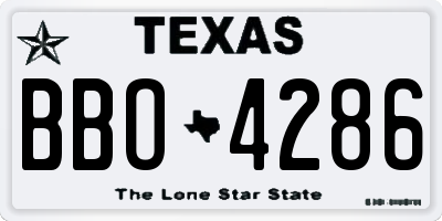 TX license plate BBO4286