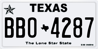 TX license plate BBO4287