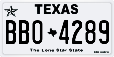 TX license plate BBO4289