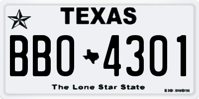 TX license plate BBO4301