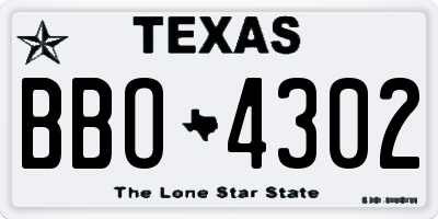 TX license plate BBO4302
