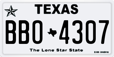 TX license plate BBO4307