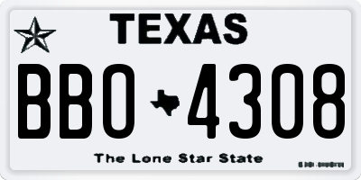 TX license plate BBO4308