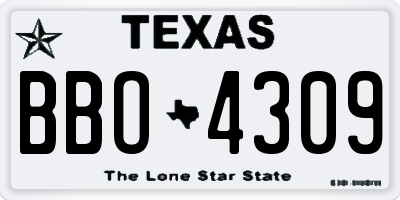 TX license plate BBO4309