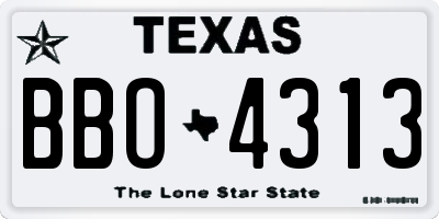 TX license plate BBO4313