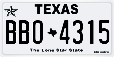 TX license plate BBO4315