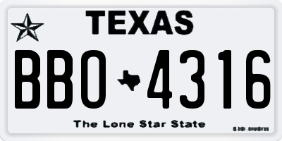TX license plate BBO4316
