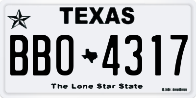 TX license plate BBO4317
