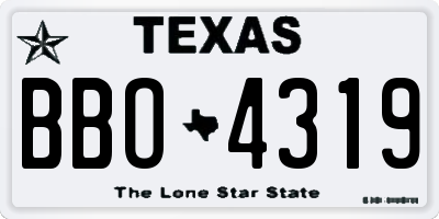 TX license plate BBO4319