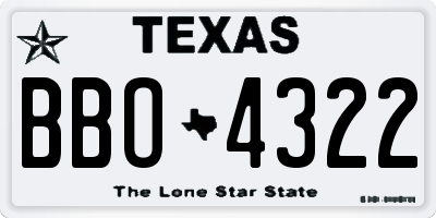 TX license plate BBO4322