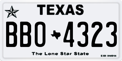 TX license plate BBO4323