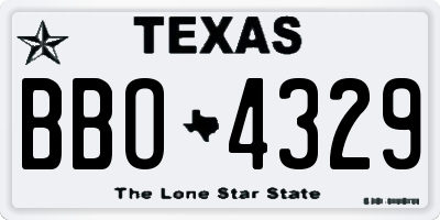 TX license plate BBO4329