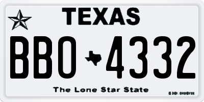 TX license plate BBO4332
