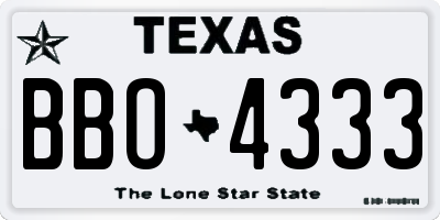 TX license plate BBO4333