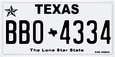 TX license plate BBO4334